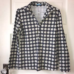 J. McLaughlin Navy with Gold Chains Shirt S